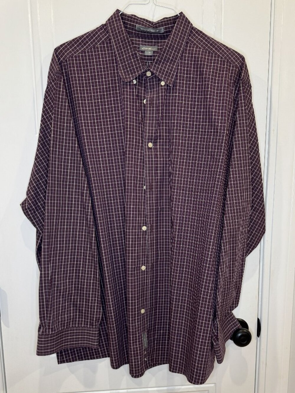 Eddie Bauer Wrinkle-Free Relaxed Fit Plaid Button Down 100% Cotton EUC 3xl